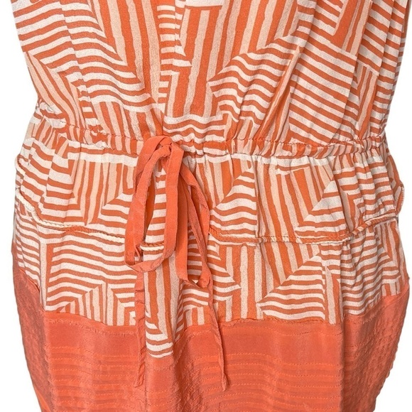 Anthropologie Greylin Silk Sleeveless Mini Dress Waist Tie Orange size Medium - Picture 7 of 10